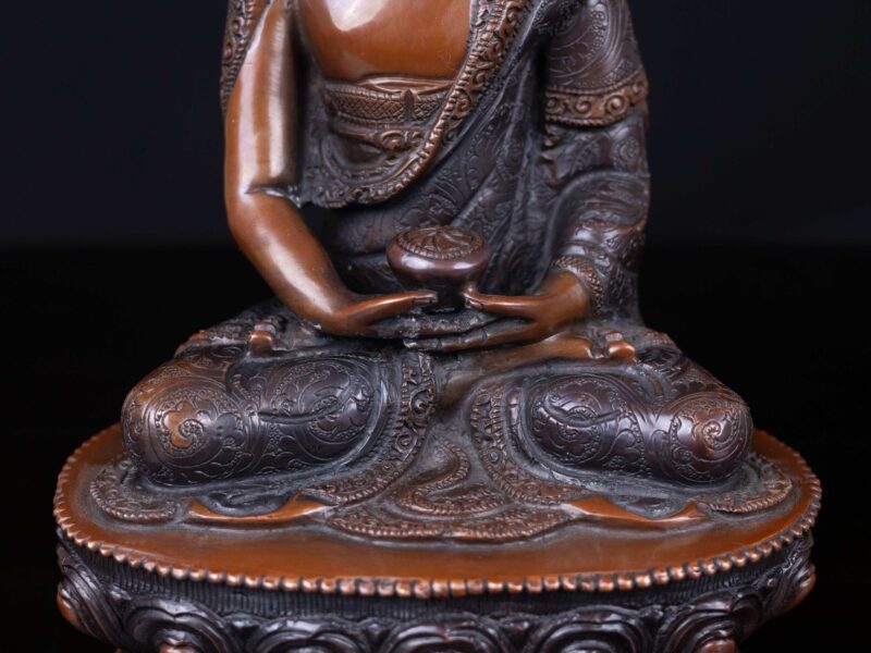 Amitabha Buddha: Buddhist Handmade Statue, Chocolate Oxidized Finish - Image 4