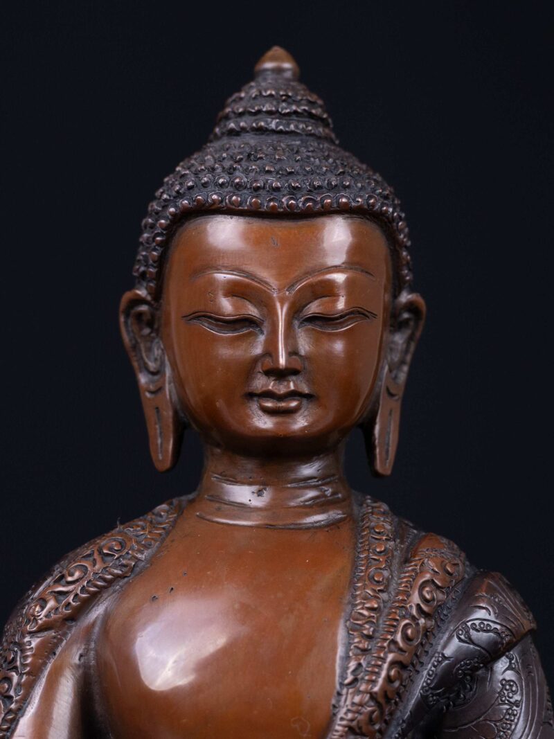 Amitabha Buddha: Buddhist Handmade Statue, Chocolate Oxidized Finish - Image 3