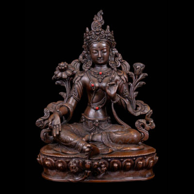 Green Tara: Buddhist Handmade Statue, Chocolate Oxidized, High Quality