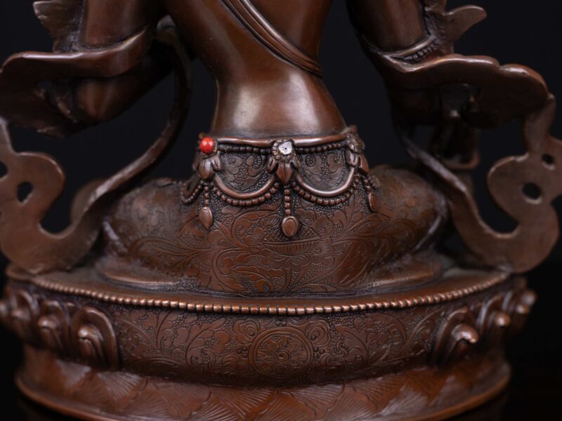 Green Tara: Buddhist Handmade Statue, Chocolate Oxidized, High Quality - Image 6