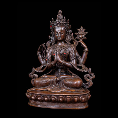 Chenrezig: Buddhist Handmade Statue, Chocolate Oxidized, High Quality
