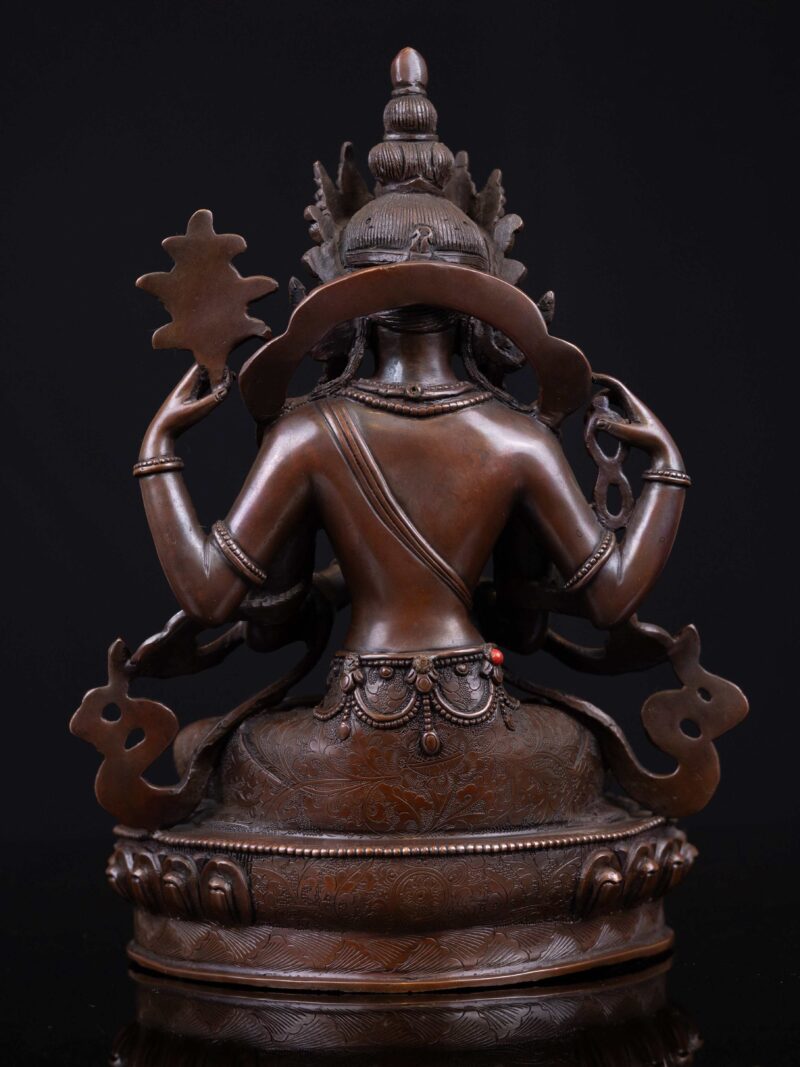 Chenrezig: Buddhist Handmade Statue, Chocolate Oxidized, High Quality - Image 2