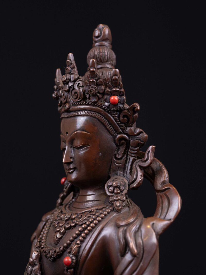 Aparimita: Buddhist Handmade Statue, Chocolate Oxidized, High Quality - Image 4