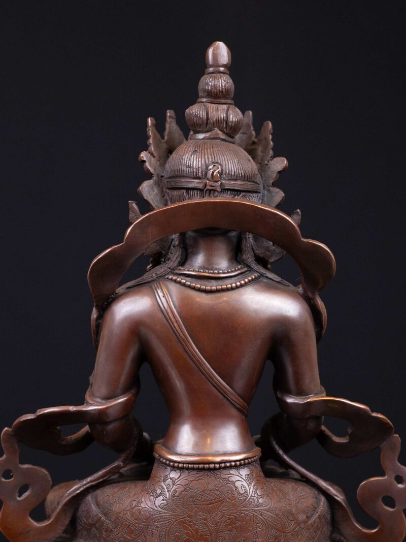 Aparimita: Buddhist Handmade Statue, Chocolate Oxidized, High Quality - Image 7
