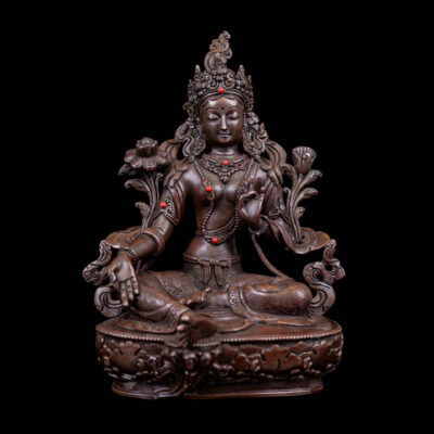 Green Tara: Buddhist Handmade Statue, Chocolate Oxidized, High Quality