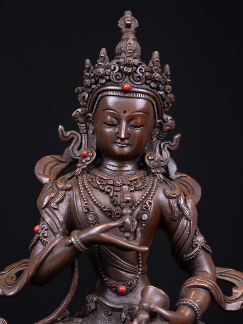 Vajrasattva: Buddhist Handmade Statue, Chocolate Oxidized, High Quality - Image 5