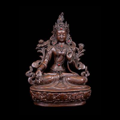 White Tara: Buddhist Handmade Statue, Chocolate Oxidized Finishing