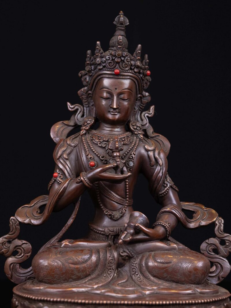 Vajrasattva: Buddhist Handmade Statue, Chocolate Oxidized Finish - Image 3