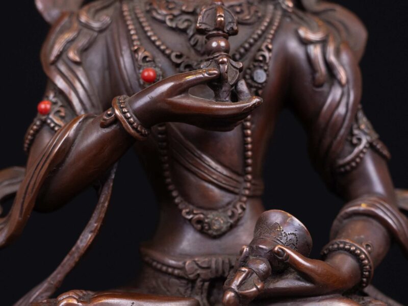 Vajrasattva: Buddhist Handmade Statue, Chocolate Oxidized Finish - Image 5