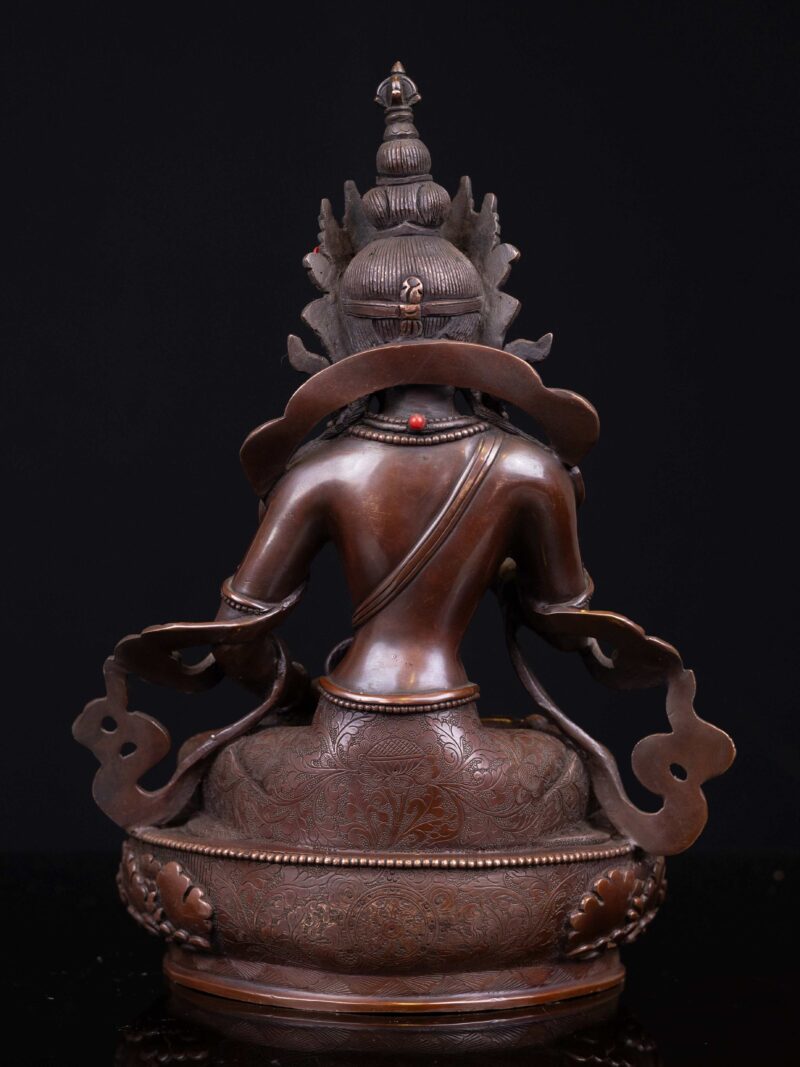 Vajrasattva: Buddhist Handmade Statue, Chocolate Oxidized Finish - Image 6