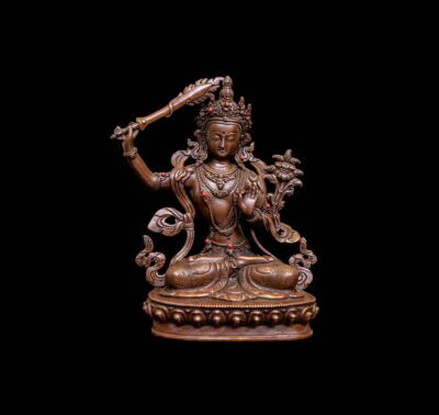 Manjushri Buddhist Handmade Statue – Chocolate Oxidized, High-Quality Craftsmanshi