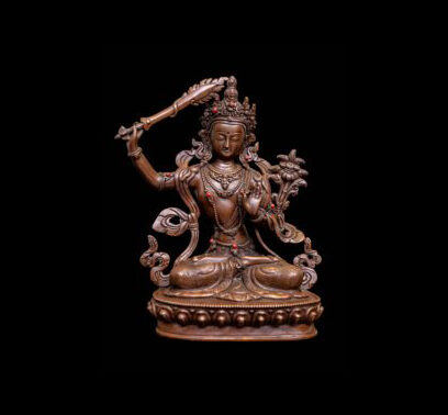 Manjushri Buddhist Handmade Statue – Chocolate Oxidized, High-Quality Craftsmanshi