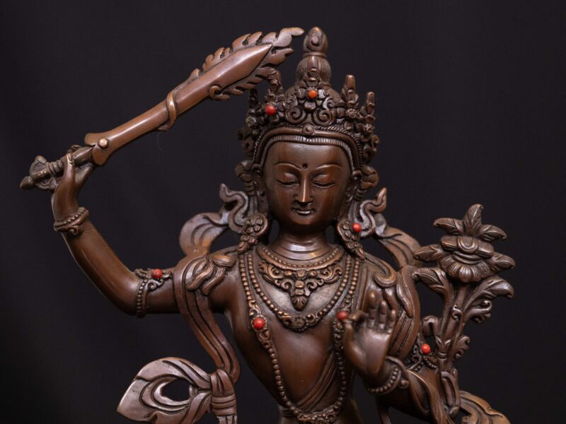 Manjushri Buddhist Handmade Statue – Chocolate Oxidized, High-Quality Craftsmanshi - Image 4