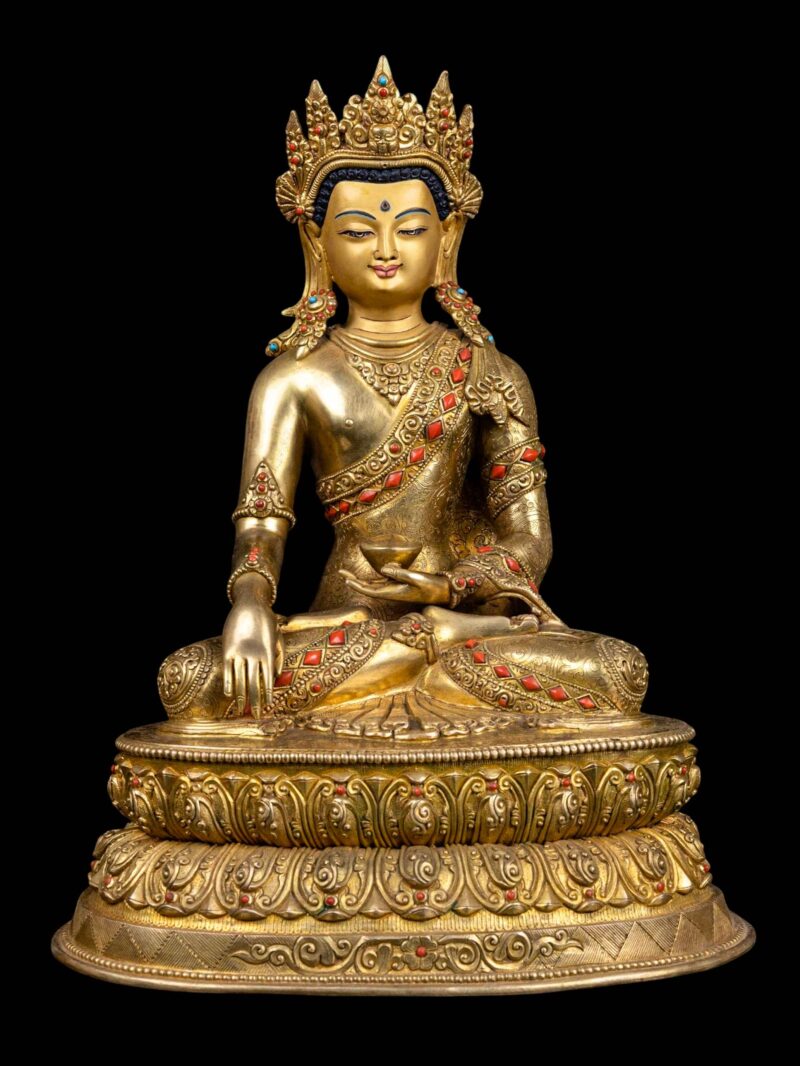 Crown Shakyamuni Buddha: Handmade Buddhist Statue, Full Gold Plated with Painted Face - Image 2
