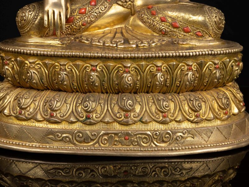 Crown Shakyamuni Buddha: Handmade Buddhist Statue, Full Gold Plated with Painted Face - Image 7