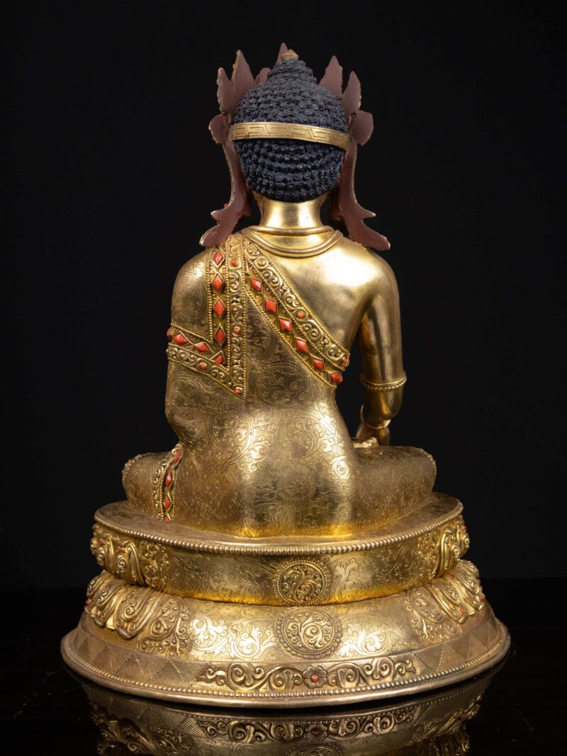 Crown Shakyamuni Buddha: Handmade Buddhist Statue, Full Gold Plated with Painted Face - Image 6