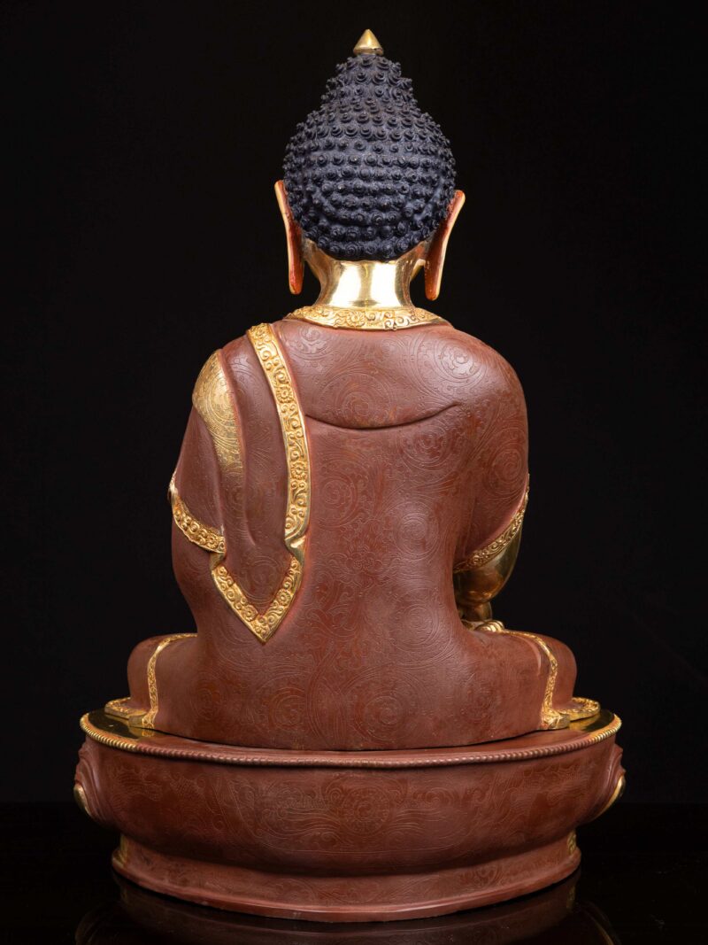 Shakyamuni Buddha Buddhist Handmade Statue – Half Gold-Plated, Face Painted - Image 7