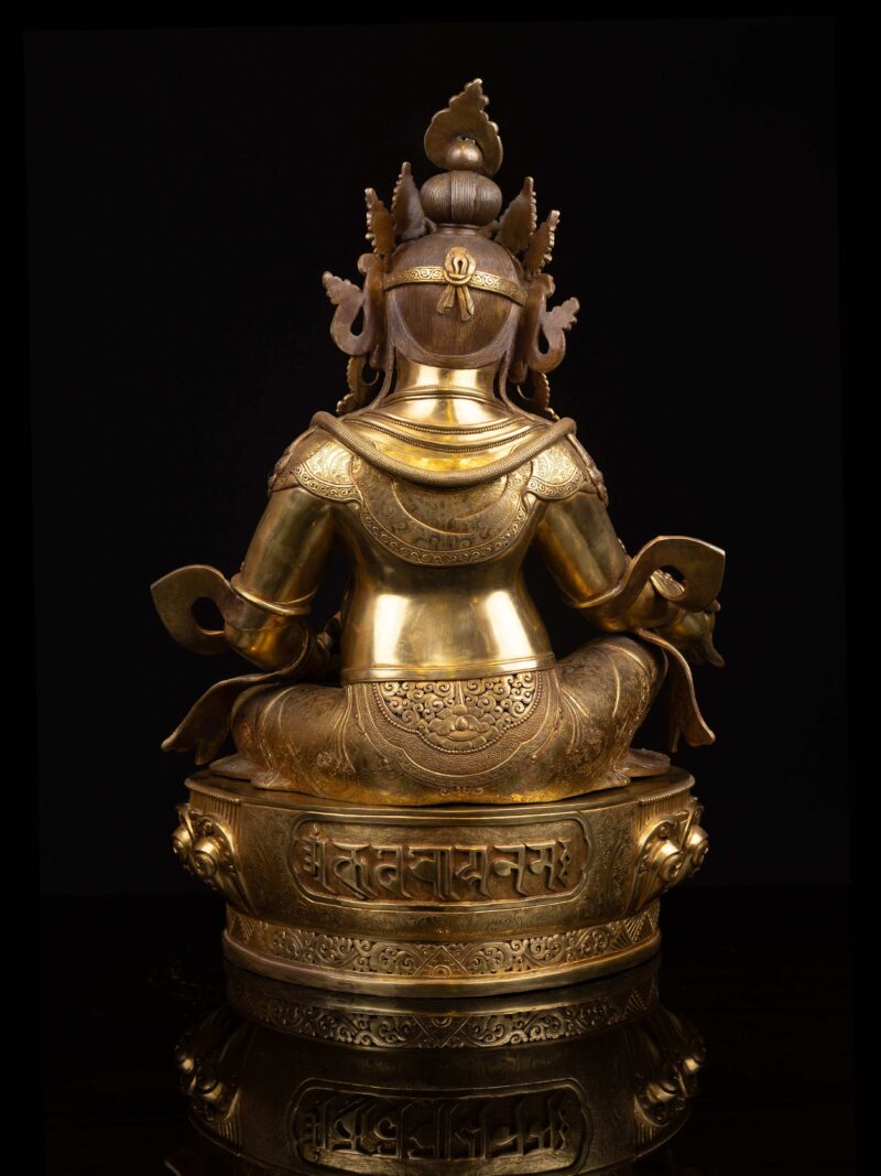 Yellow Jambhala: Buddhist Handmade Statue with Full Gold Plating and Gold-Painted Face - Image 6