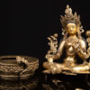 Green Tara: Buddhist Handmade Statue with Full Gold Plating and Gold-Painted Face - Image 5