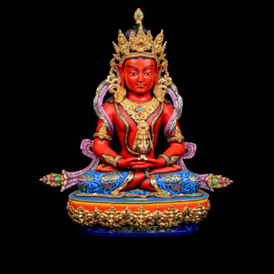 Aparimita: Buddhist Handmade Statue with Partly Gold Plating and Traditional Color Finishing