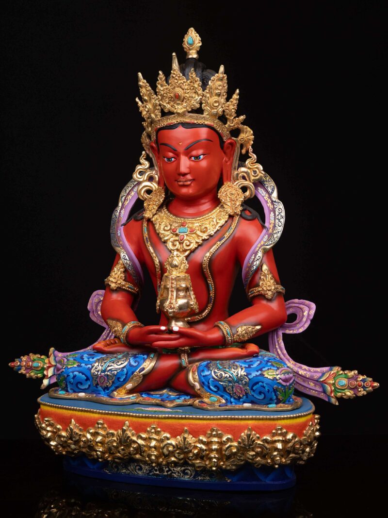 Aparimita: Buddhist Handmade Statue with Partly Gold Plating and Traditional Color Finishing - Image 4