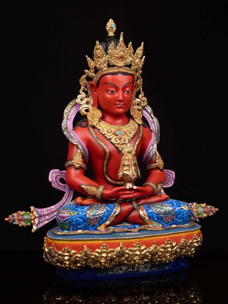 Aparimita: Buddhist Handmade Statue with Partly Gold Plating and Traditional Color Finishing - Image 2