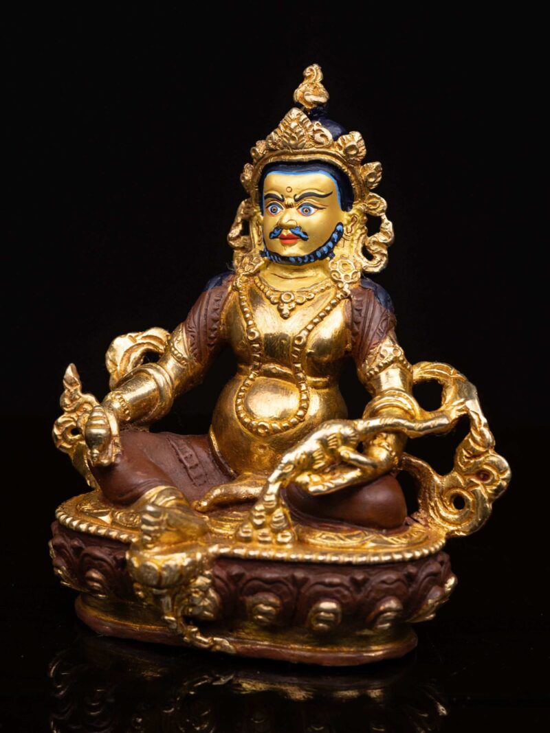 Yellow Jambhala Buddhist Handmade Statue – Partly Gold-Plated, Face Painted, High-Quality Craftsmanship - Image 2