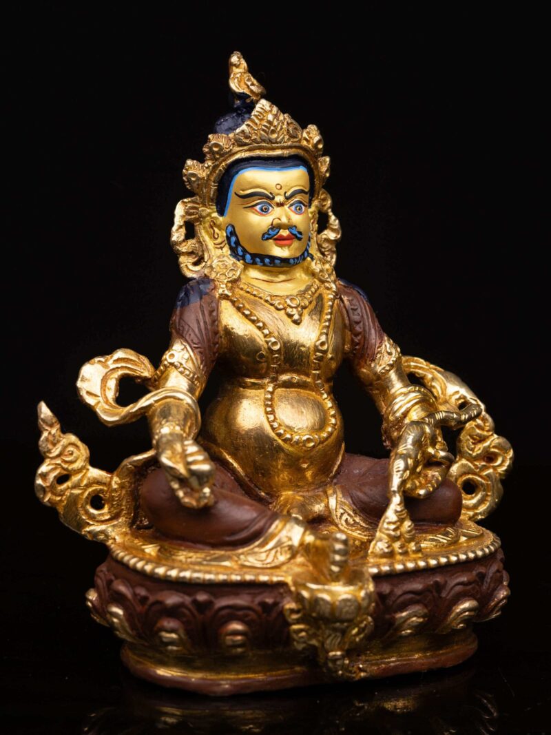 Yellow Jambhala Buddhist Handmade Statue – Partly Gold-Plated, Face Painted, High-Quality Craftsmanship - Image 3