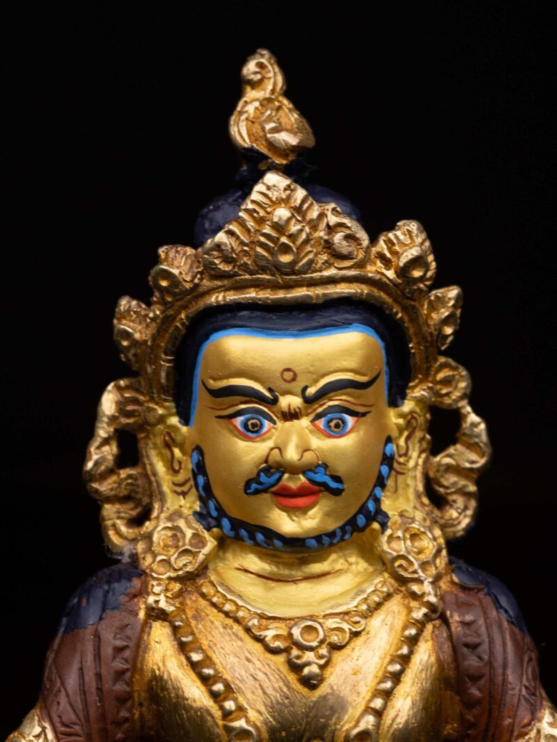 Yellow Jambhala Buddhist Handmade Statue – Partly Gold-Plated, Face Painted, High-Quality Craftsmanship - Image 4