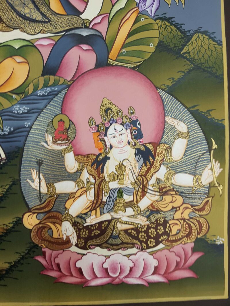 Tibetan Thangka of White Tara – Healing Thangka in Real Gold and Tibetan Colors - Image 4
