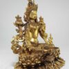 Green Tara Statue – Full Gold Plated with Antique Finishing and Double Lotus Base - Image 2