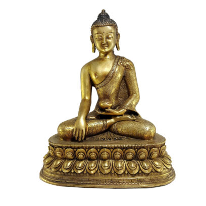 Statue of Shakyamuni Buddha – Full Gold Plated with Antique Finishing