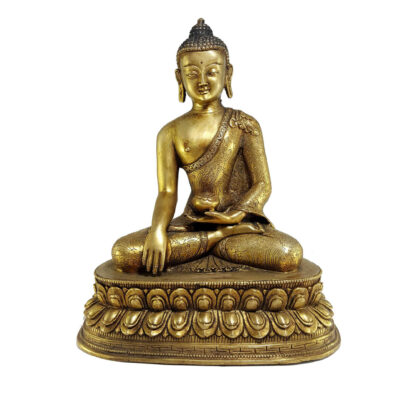 Statue of Shakyamuni Buddha – Full Gold Plated with Antique Finishing