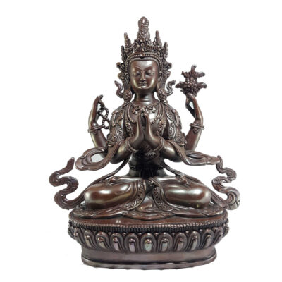 High-Quality Chenrezig Statue – Copper Plated and Chocolate Oxidized