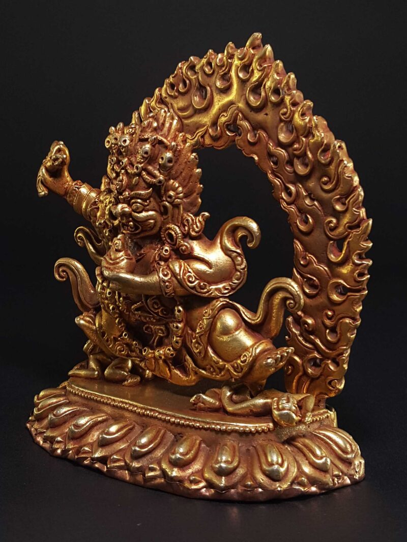 Statue of Mahakala of the Black Cloak (Kajupa Mahakala) – Gold Plated - Image 3
