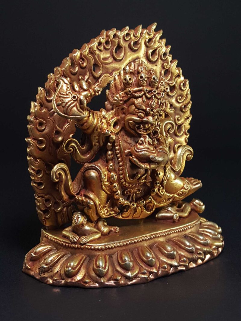 Statue of Mahakala of the Black Cloak (Kajupa Mahakala) – Gold Plated - Image 2