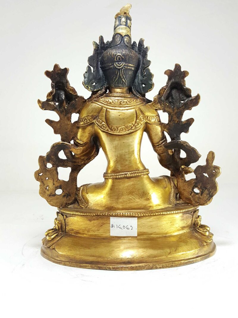 Statue of Green Tara – Full Gold Plated with Antique Finishing - Image 4