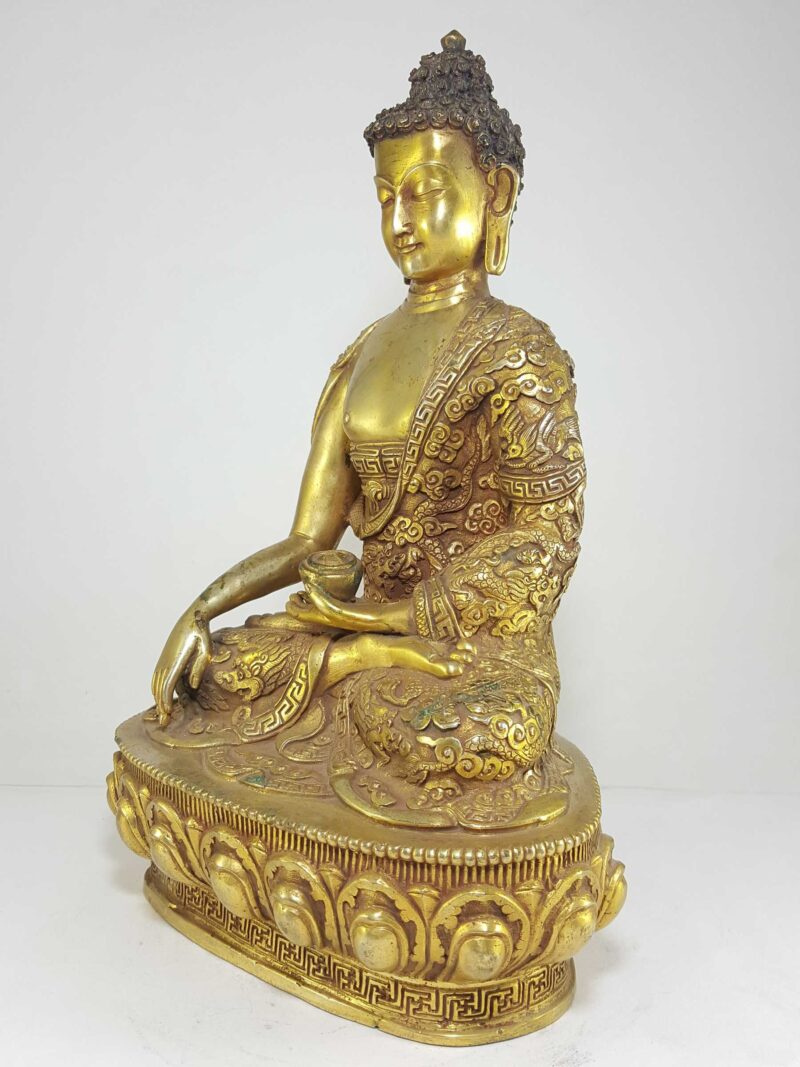 Statue of Shakyamuni Buddha with Buddha Life Story – Full Gold Plated with Antique Finishing and Gold-Painted Face - Image 3
