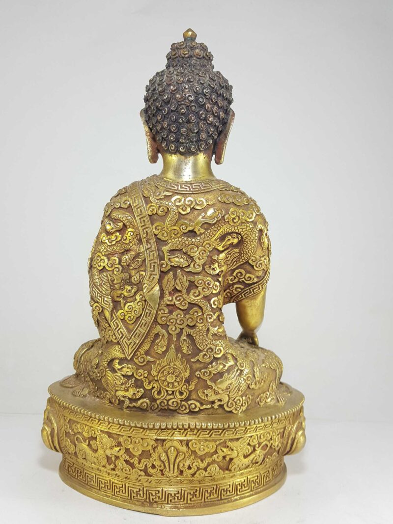 Statue of Shakyamuni Buddha with Buddha Life Story – Full Gold Plated with Antique Finishing and Gold-Painted Face - Image 4