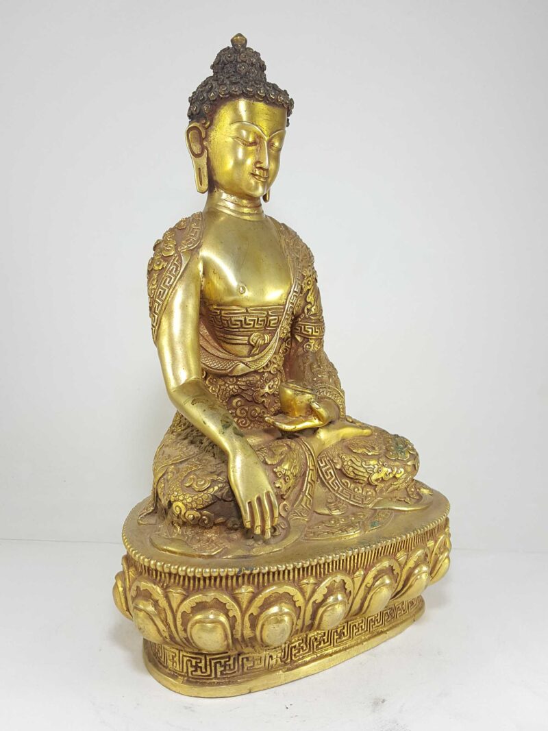 Statue of Shakyamuni Buddha with Buddha Life Story – Full Gold Plated with Antique Finishing and Gold-Painted Face - Image 2