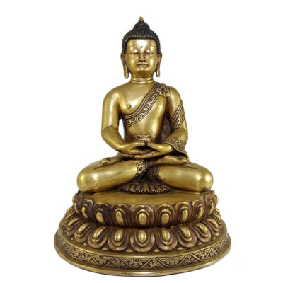 Unique High-Quality Statue of Amitabha Buddha with Double Lotus Base – Bronze Finishing