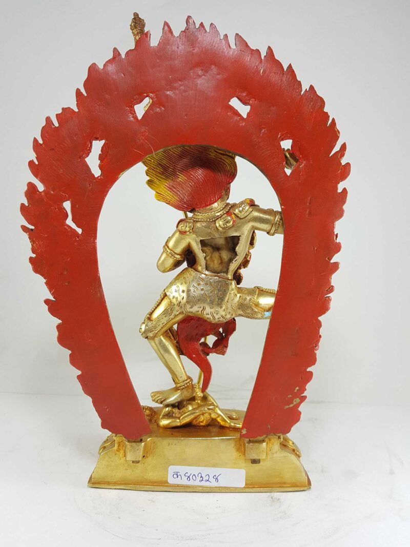 Statue of Simhamukha Yogini (Senge Dongma) – Full Fire Gold Plated with Painted Face - Image 5