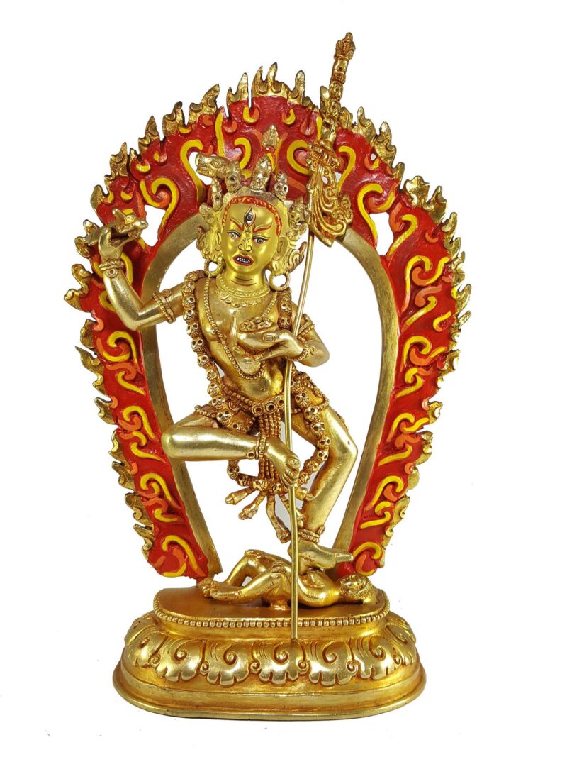 Statue of Vajravarahi - Dorje Phagmo Yogini Full Fire Gold Plated with Painted Face - Image 3