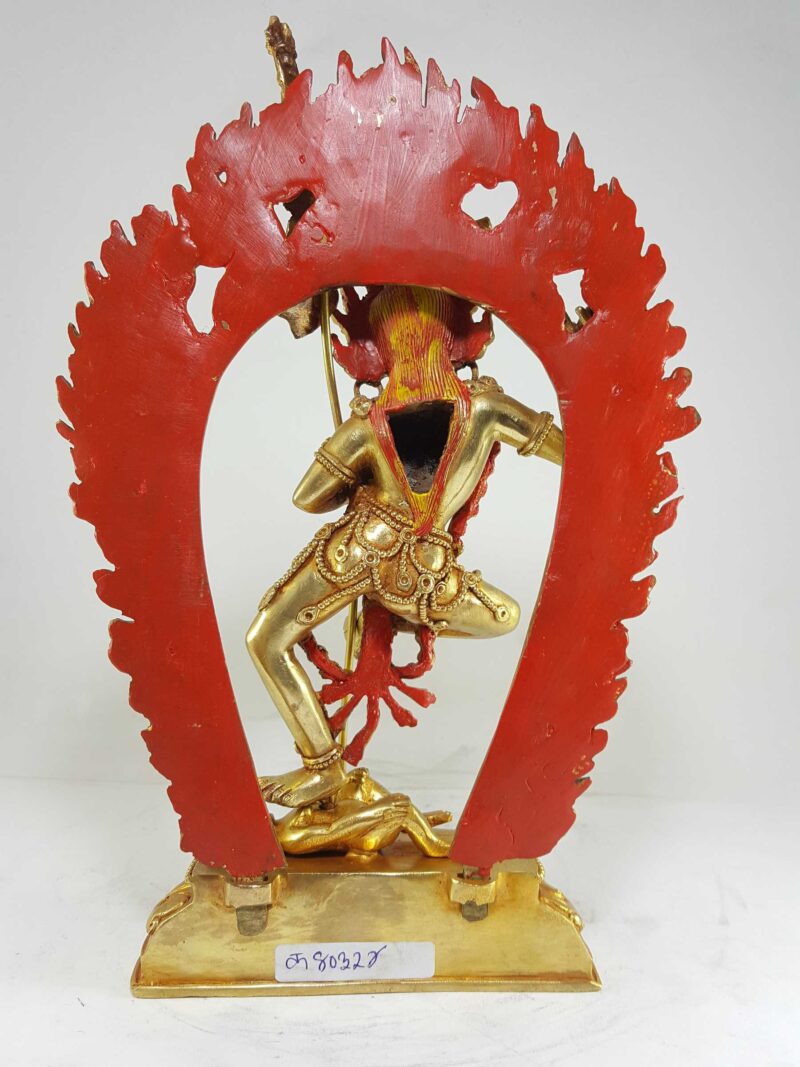Statue of Vajravarahi - Dorje Phagmo Yogini Full Fire Gold Plated with Painted Face - Image 5