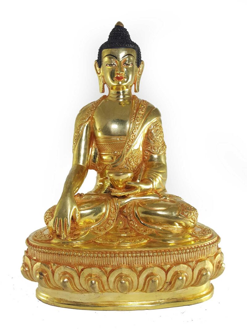 Tibetan Statue of Shakyamuni Buddha with Ashtamangala Carving - Image 3