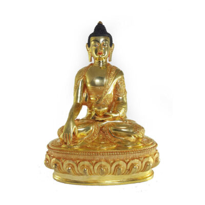 Tibetan Statue of Shakyamuni Buddha with Ashtamangala Carving