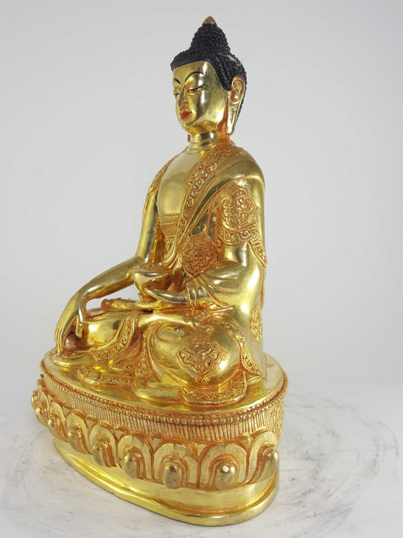 Tibetan Statue of Shakyamuni Buddha with Ashtamangala Carving - Image 4