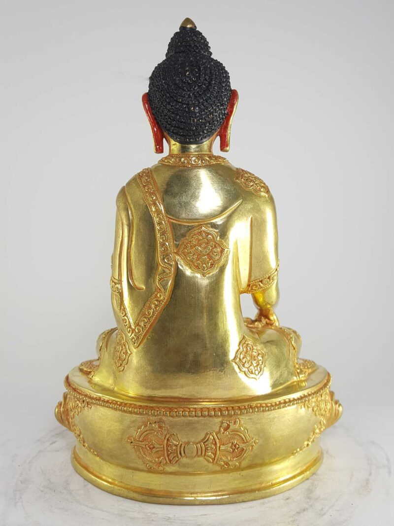 Tibetan Statue of Shakyamuni Buddha with Ashtamangala Carving - Image 5