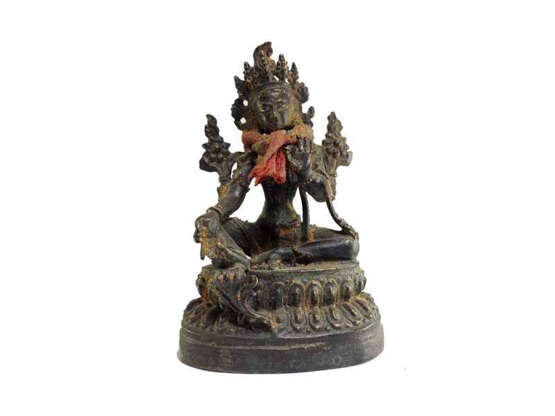 Buddhist Miniature Statue of Green Tara (Samaya Tara)