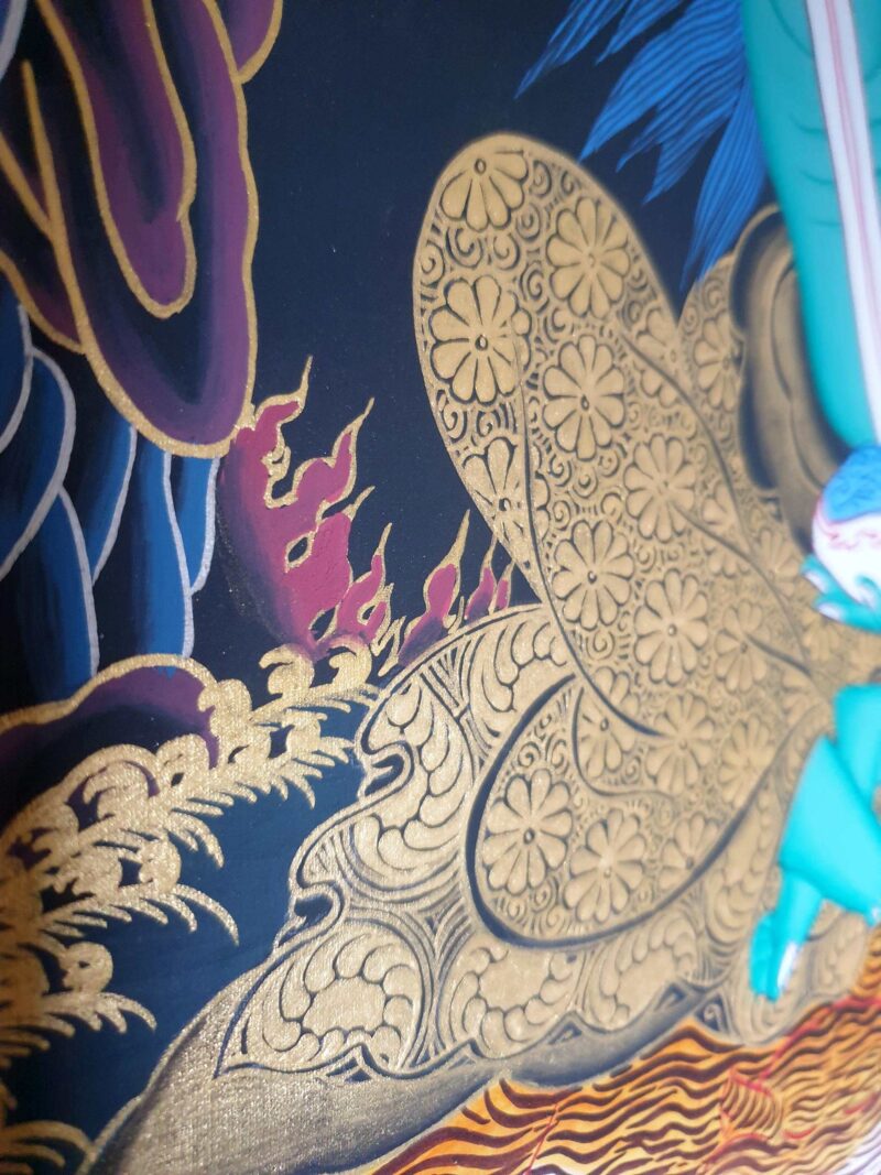 Thangka Painting of Milarepa with Manjushri and Vajrapani at the Bottom - Image 3